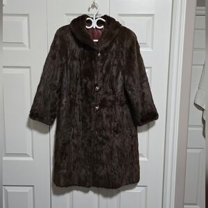 Dark Ermin/ Weasel 3/4 Length Fur Coat # 14